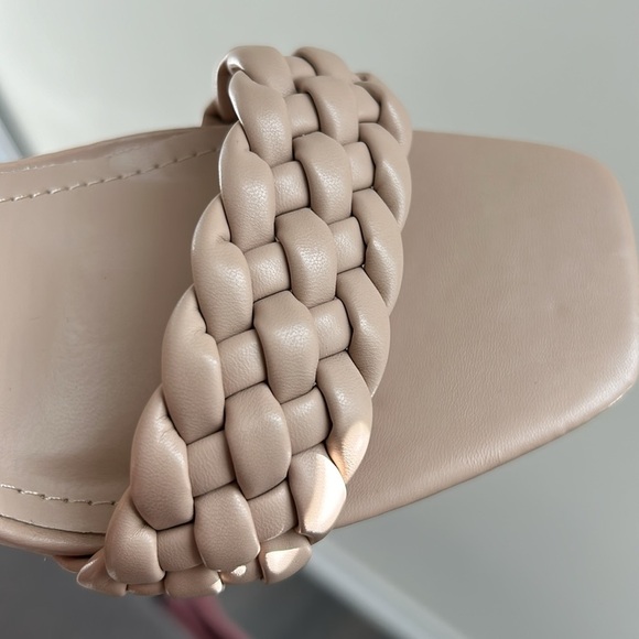 Cape Robbin Curve Woven Wrap Lace Heels Square Open Toe Quilted Nude Size 10 - Picture 3 of 12